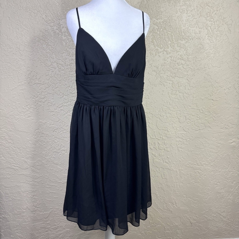 Davids Bridal Little Black Dress Sz 12 Chiffon Prom Event Formal HOCO Bridesmaid